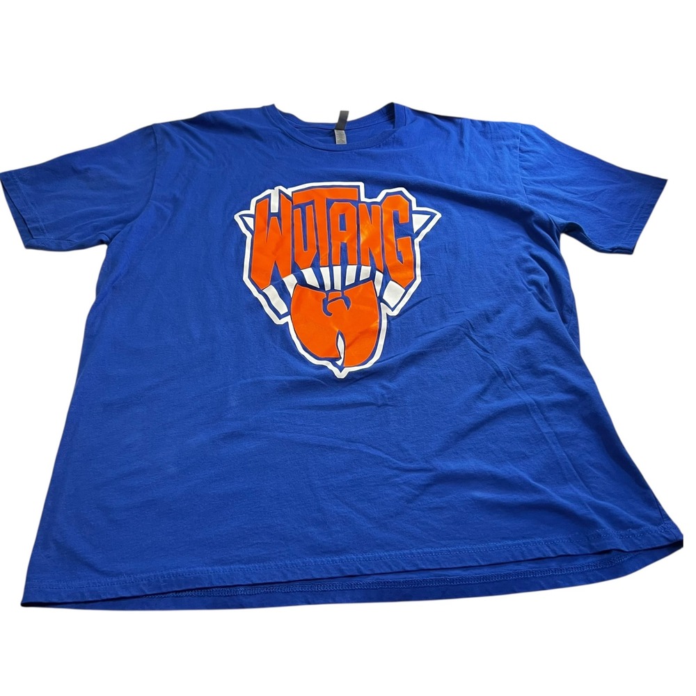 Next Level T-Shirt Bright Blue, Orange & White w/ Wu-Tang Graphic Men's Size 3XL